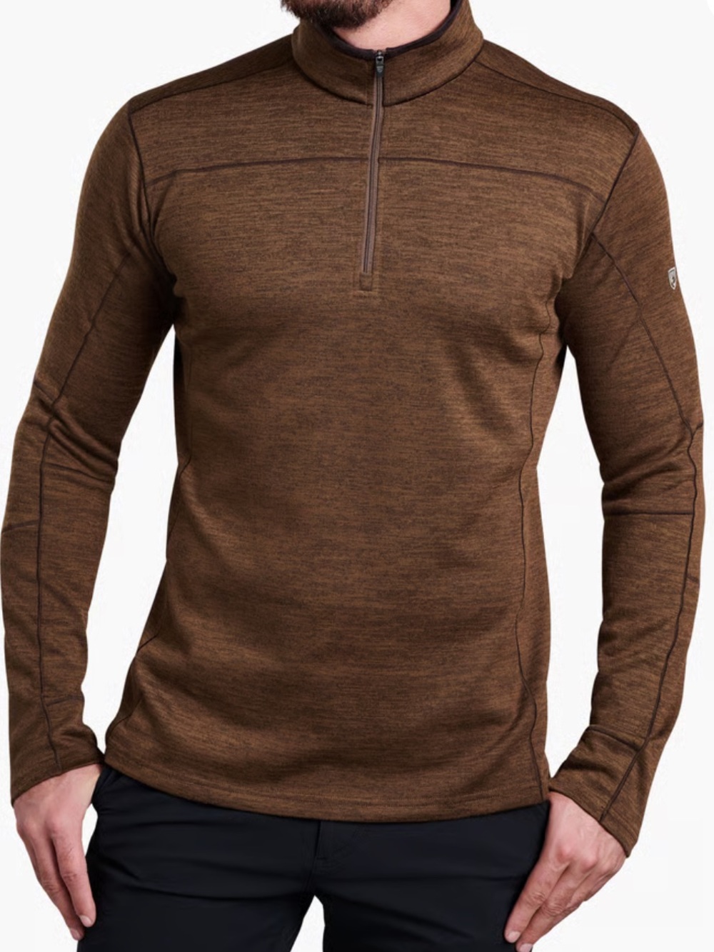 Kühl Men’s Ryzer 1/4 Zip Pullover Medium Brown Knit Sweater Midweight Layering